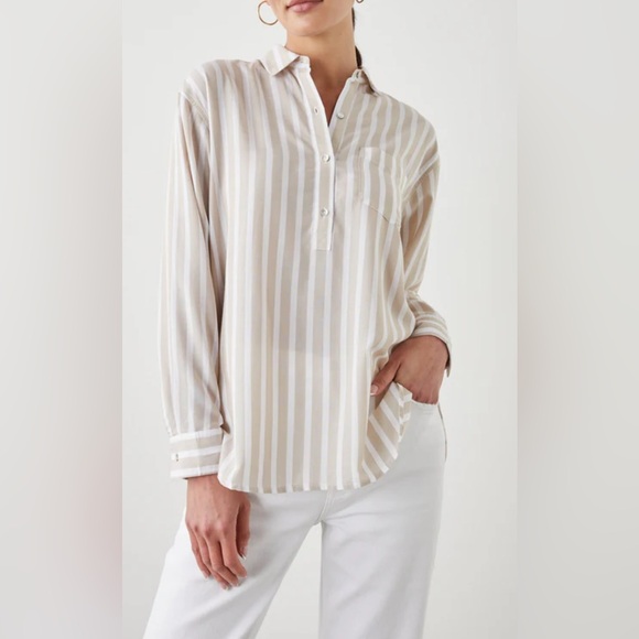 Rails Tops - Rails Striped Partial Button-Up Tunic